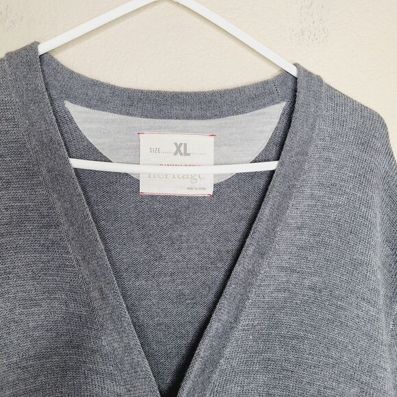 Banana Republic Sweater Mens Sz XL Gray 100% Wool Zip Cardigan Academia Heritage - Picture 2 of 7